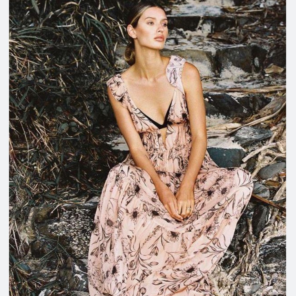 Reiss Blush Pink Floral Maxi Dress